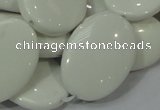 CAG725 15.5 inches 20*30mm oval white agate gemstone beads wholesale