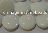 CAG7251 15.5 inches 10mm flat round white agate gemstone beads