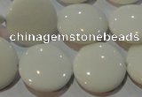 CAG7252 15.5 inches 12mm flat round white agate gemstone beads