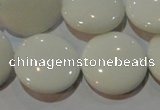 CAG7253 15.5 inches 14mm flat round white agate gemstone beads