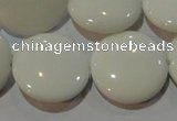 CAG7254 15.5 inches 16mm flat round white agate gemstone beads