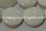 CAG7255 15.5 inches 18mm flat round white agate gemstone beads