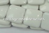 CAG726 15.5 inches 20*20mm square white agate gemstone beads