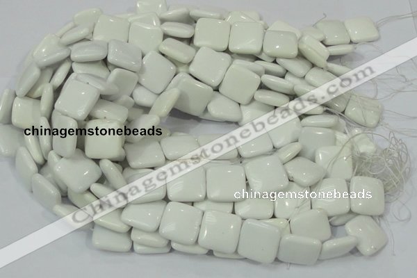 CAG726 15.5 inches 20*20mm square white agate gemstone beads