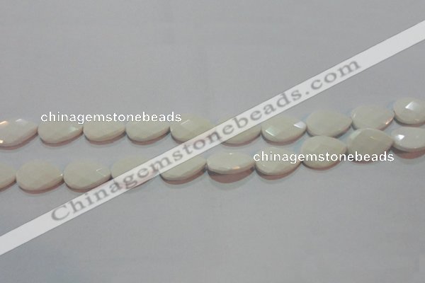 CAG7264 15.5 inches 10*14mm faceted flat teardrop white agate beads