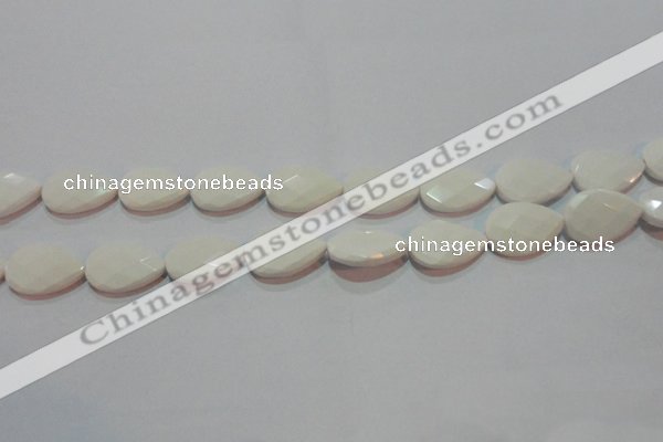 CAG7265 15.5 inches 12*16mm faceted flat teardrop white agate beads