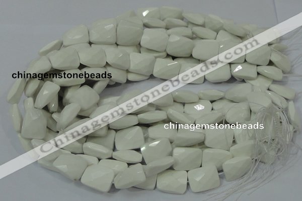 CAG727 15.5 inches 15*20mm twisted faceted rectangle white agate beads