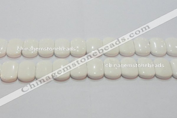 CAG7275 15.5 inches 18*25mm rectangle double drilled white agate beads