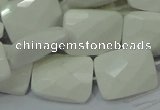 CAG728 15.5 inches 18*25mm twisted faceted rectangle white agate beads