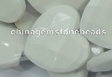 CAG729 15.5 inches 30*30mm faceted heart white agate beads