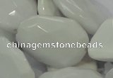 CAG730 15.5 inches 20*30mm faceted freeform white agate beads