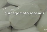 CAG731 15.5 inches 30*45mm faceted freeform white agate beads