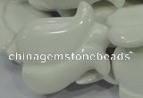 CAG733 15.5 inches 30*40mm flower-shaped white agate beads