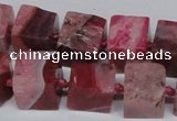 CAG7381 15.5 inches 11*12mm - 13*14mm cube dragon veins agate beads