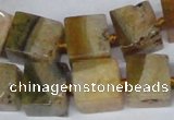 CAG7382 15.5 inches 11*12mm - 13*14mm cube dragon veins agate beads