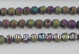 CAG7448 15.5 inches 4mm round plated druzy agate beads wholesale