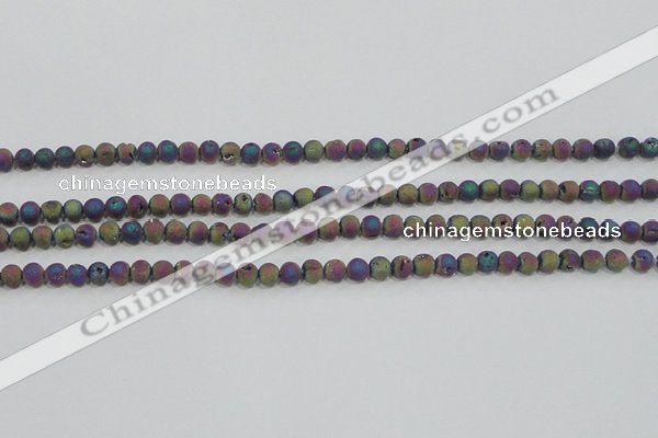 CAG7449 15.5 inches 6mm round plated druzy agate beads wholesale