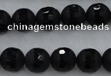 CAG7452 15.5 inches 8mm faceted round matte black agate beads