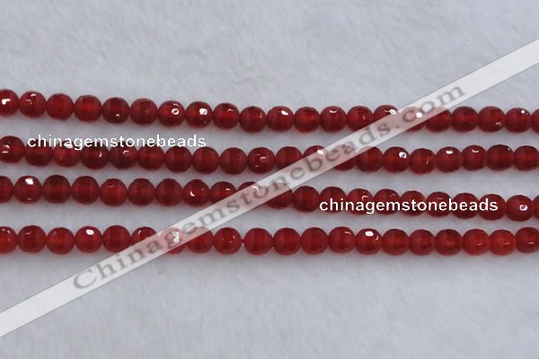 CAG7456 15.5 inches 6mm faceted round matte red agate beads