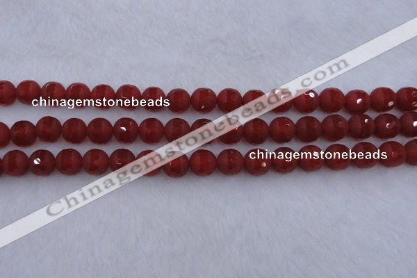 CAG7458 15.5 inches 10mm faceted round matte red agate beads