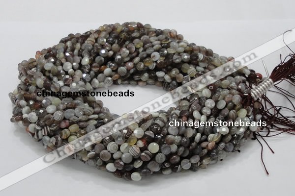 CAG749 15.5 inches 6mm faceted coin botswana agate beads wholesale