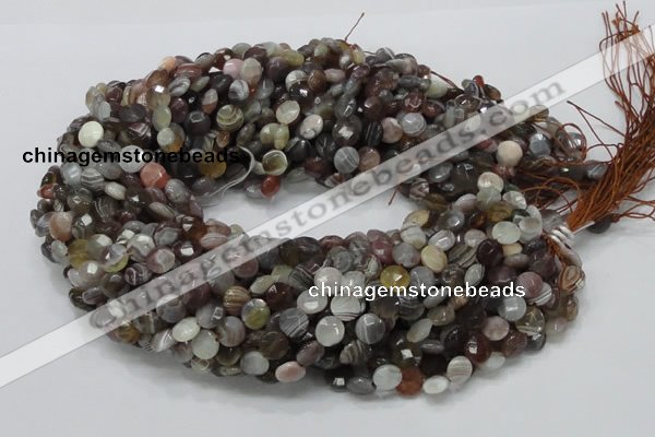 CAG750 15.5 inches 8mm faceted coin botswana agate beads wholesale