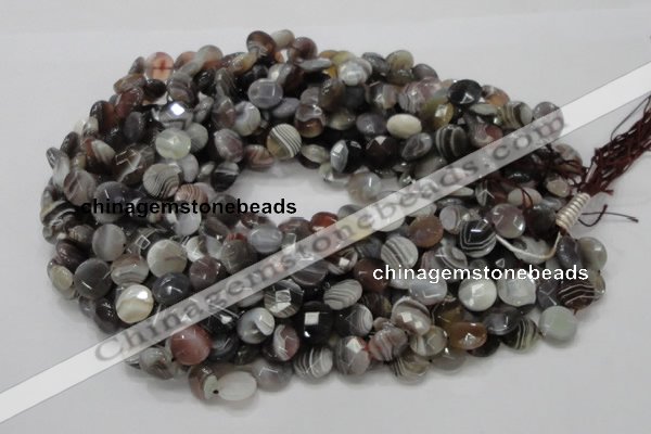 CAG752 15.5 inches 12mm faceted coin botswana agate beads wholesale