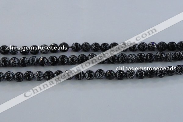 CAG7602 15.5 inches 8mm faceted round frosted agate beads wholesale
