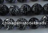 CAG7604 15.5 inches 12mm faceted round frosted agate beads wholesale