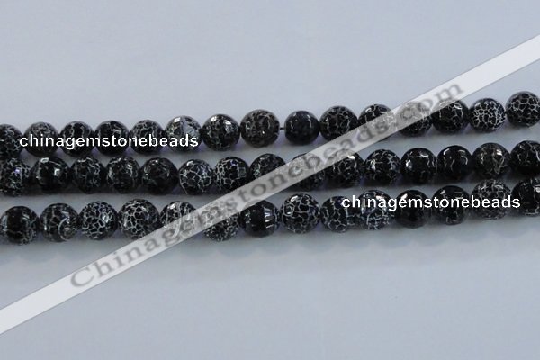 CAG7605 15.5 inches 14mm faceted round frosted agate beads wholesale