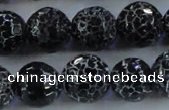 CAG7606 15.5 inches 16mm faceted round frosted agate beads wholesale