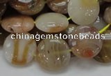 CAG776 15.5 inches 15mm flat round yellow agate gemstone beads