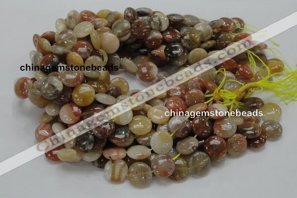 CAG776 15.5 inches 15mm flat round yellow agate gemstone beads