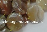 CAG777 15.5 inches 20mm flat round yellow agate gemstone beads