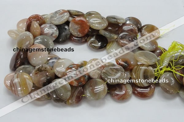 CAG778 15.5 inches 25mm flat round yellow agate gemstone beads