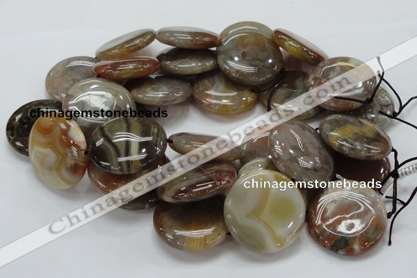 CAG781 15.5 inches 40mm flat round yellow agate gemstone beads