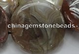 CAG782 15.5 inches 50mm flat round yellow agate gemstone beads