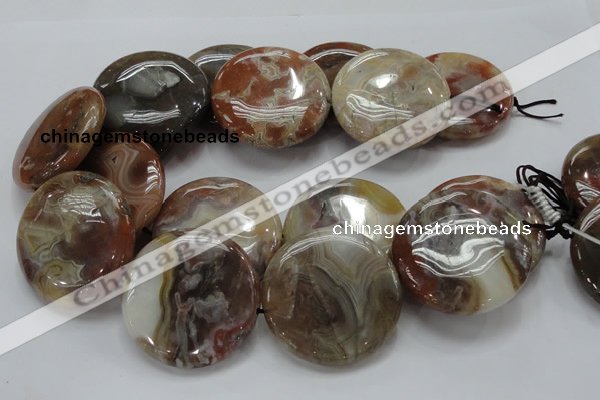 CAG782 15.5 inches 50mm flat round yellow agate gemstone beads