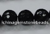 CAG7852 15.5 inches 16mm faceted round black agate beads wholesale