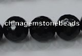 CAG7853 15.5 inches 20mm faceted round black agate beads wholesale