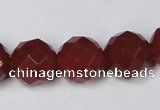 CAG7863 15.5 inches 16mm faceted round red agate beads wholesale