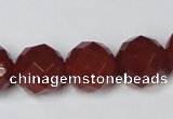 CAG7865 15.5 inches 20mm faceted round red agate beads wholesale