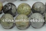 CAG7868 15.5 inches 18mm round silver needle agate beads