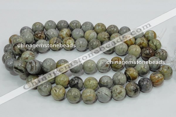 CAG7868 15.5 inches 18mm round silver needle agate beads