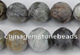 CAG7872 15.5 inches 18mm faceted round silver needle agate beads