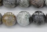CAG7873 15.5 inches 20mm faceted round silver needle agate beads