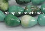 CAG7879 15.5 inches 13*18mm faceted teardrop grass agate beads