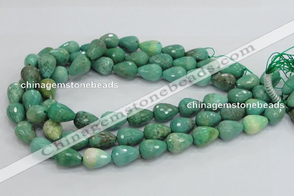 CAG7879 15.5 inches 13*18mm faceted teardrop grass agate beads