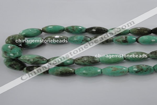 CAG7885 15.5 inches 10*30mm faceted rice grass agate beads