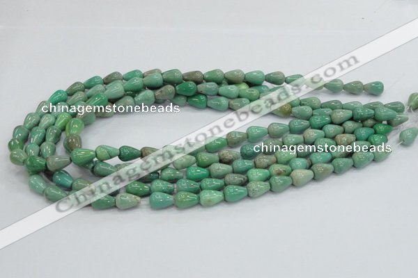 CAG7896 15.5 inches 8*12mm teardrop grass agate beads wholesale